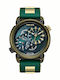 Police Boa Men's Watch Battery with Green Rubber Strap