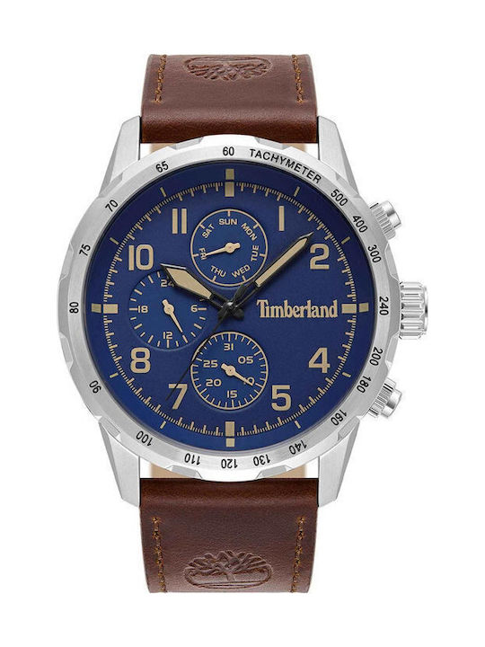 Timberland Campton Ανδρικό Ρολόι Μπαταρίας με Καφέ Δερμάτινο Λουράκι