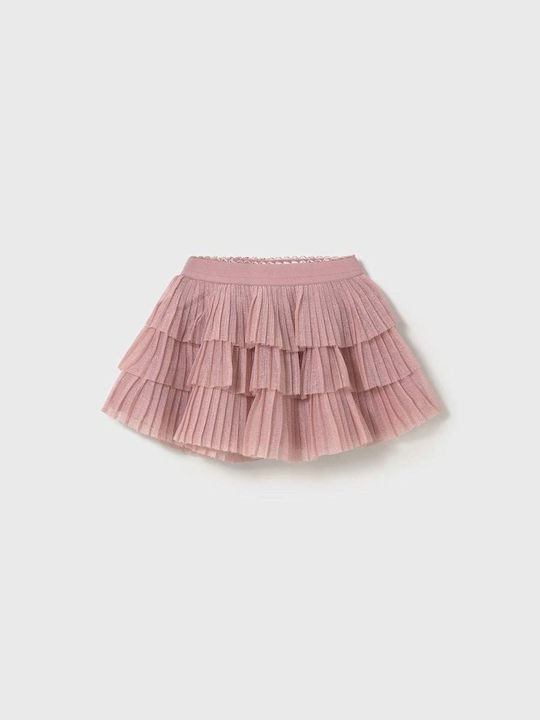 Mayoral Kids' Tulle Pleated Skirt Pink