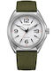 Citizen Herrenuhr 41mm Batterie mit Grün Stoffarmband