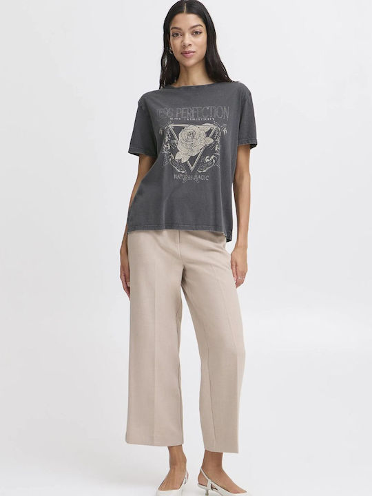 Women's Blouse Short Sleeve Washed Grey - Grey