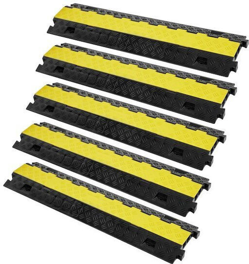 Set 5 Kabelbrücken Max 10000 kg 2 x Kanal Gelb Schwarz 91,8 x 25 x 4,3 cm