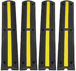 Set 4 Cable Ramps Max 8164 Kg 1 X Channel Yellow Black 100 X 15 X 3.1 Cm