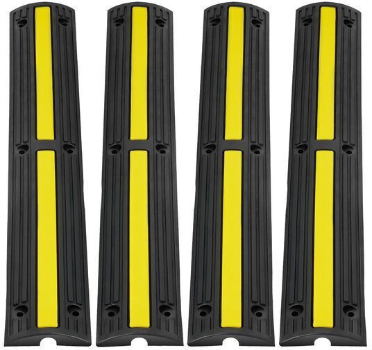 Set 4 Cable Ramps Max 8164 Kg 1 X Channel Yellow Black 100 X 15 X 3.1 Cm