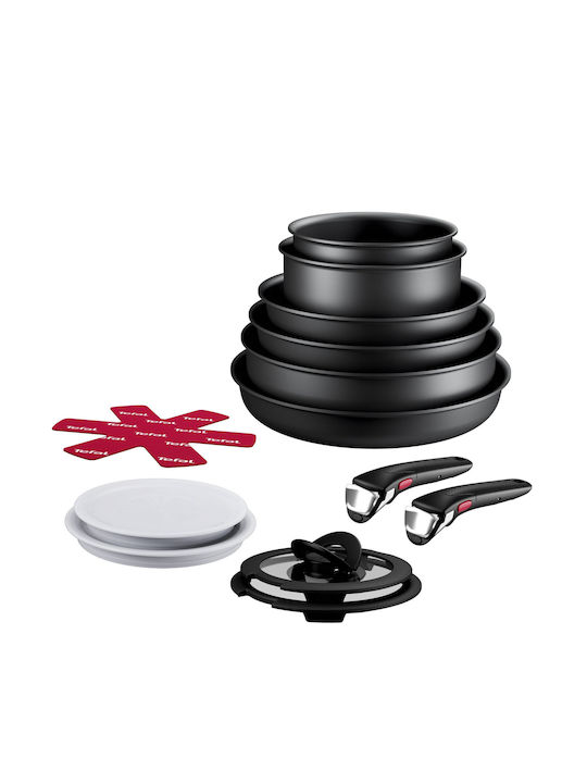 Tefal Ingenio Eco Resist Cookware Set of Aluminum with Ceramic Coating Black 13pcs