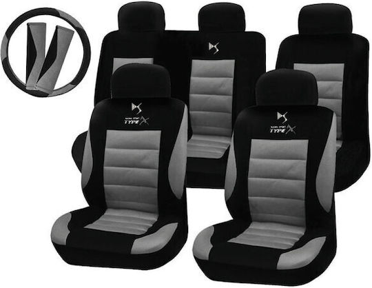 Takeposition Set Autositzbezüge 14Stück Polyester Gray / Schwarz