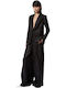 Damen Leinen Hose in Lockere Passform Schwarz