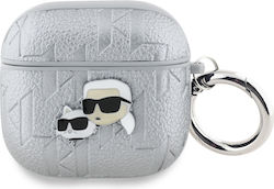 Karl Lagerfeld Karl & Choupette Head Θήκη Δερμάτινη / Πλαστική / Δερματίνης σε Ασημί χρώμα για Apple AirPods 4