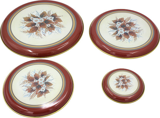 Stove Covers Protective Set of 4 Pcs Φ24.5 Φ20.5 Φ17.5 Φ10.5 cm Design Brown Flowers Keskor 30920