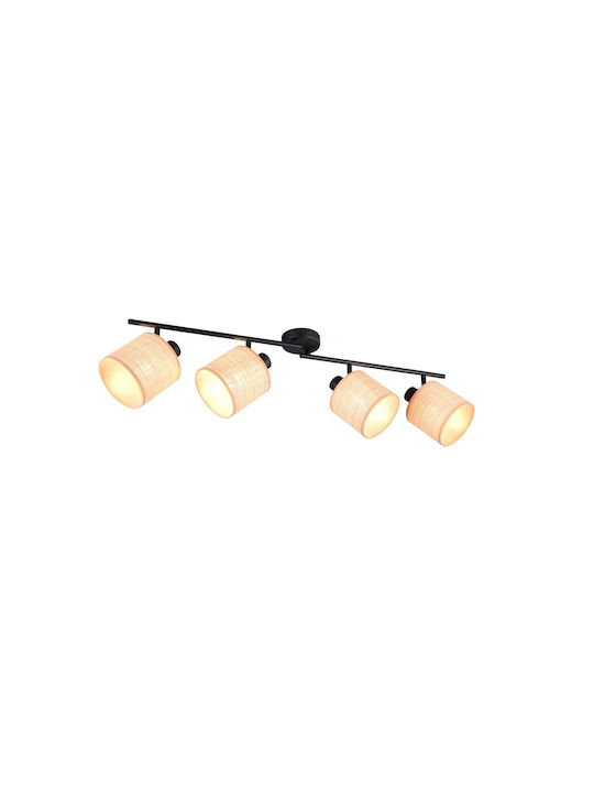 Trio Lighting Σποτ με 4 Φώτα σε Μαύρο Χρώμα