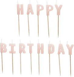 Partydeco Κεράκια Γενεθλίων Happy Birthday Ροζ 2,5cm