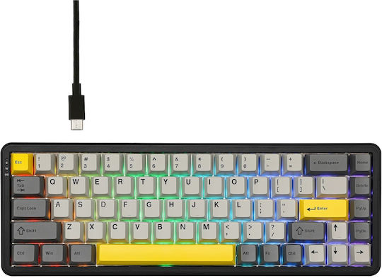 Ajazz AK680 Max Gaming Μηχανικό Πληκτρολόγιο 65% με Magnetic διακόπτες και RGB φωτισμό (Αγγλικό US) Γκρι