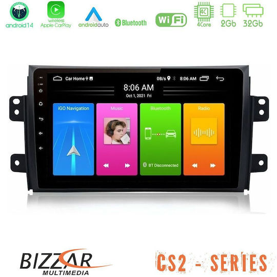 Bizzar Auto-Audiosystem für Fiat Sechzehn Suzuki SX4 2005 (Bluetooth/USB/AUX/WiFi/GPS/Apple-Carplay/Android-Auto) mit Touchscreen 9"