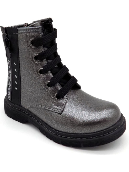 Lederne Kinderstiefel mit Reißverschluss Gray