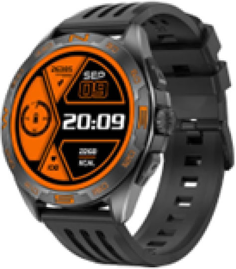 NO.1 M1 Smartwatch με Παλμογράφο (Μαύρη Κάσα / Μαύρο Λουρί Σιλικόνης)