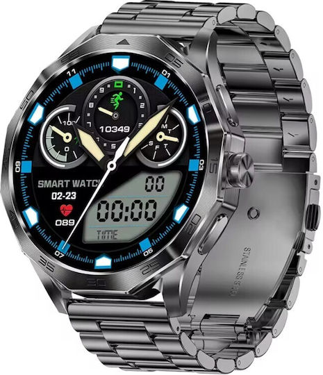 Aoke DA03 Smartwatch mit Pulsmesser (Black Case / Black Metal Strap)