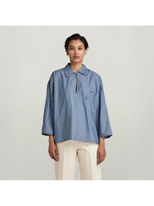 Langärmelig Damen Hemd Blue