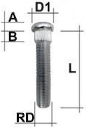 Μπουζόνι Τροχού M12x1,25 Πολύσφηνο 14,30mm Μήκος 62mm M1225re622