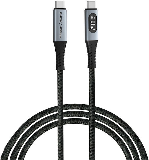 Verbatim Braided / LED USB 4 Video Cable USB-C Male - USB-C 240W PD Black 1.2m 31849