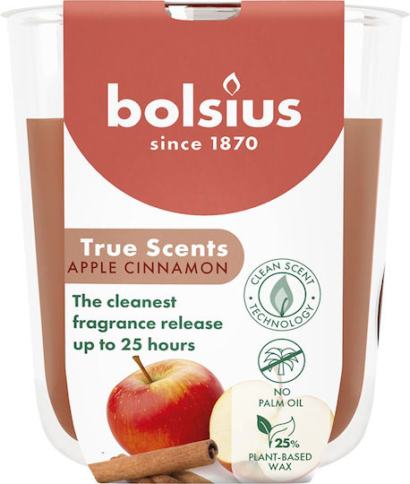 Lumânare parfumată Bolsius True Scents Φ8x7.3cm Măr Scorțișoară