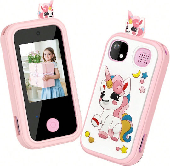 Telefon Inteligent pentru Copii Ecran Tactil HD Cameră Duală Unicorn Cameră Video Digitală HD Husă de Protecție din Silicon Unicorn +6 B01-uni Roz