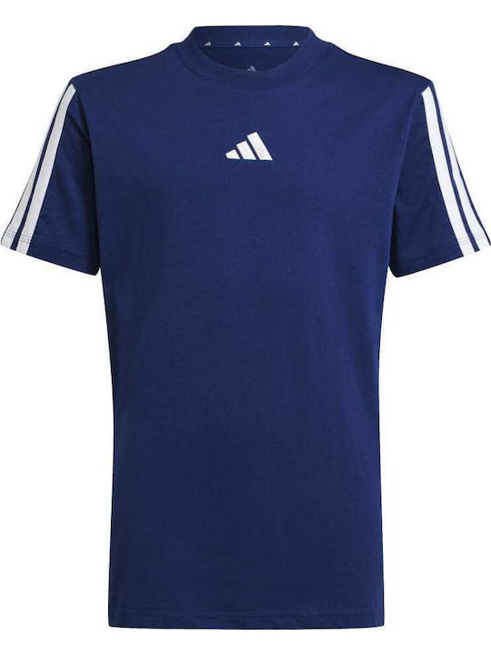 Kinder-T-Shirt Blau Essentials 3-Stripes