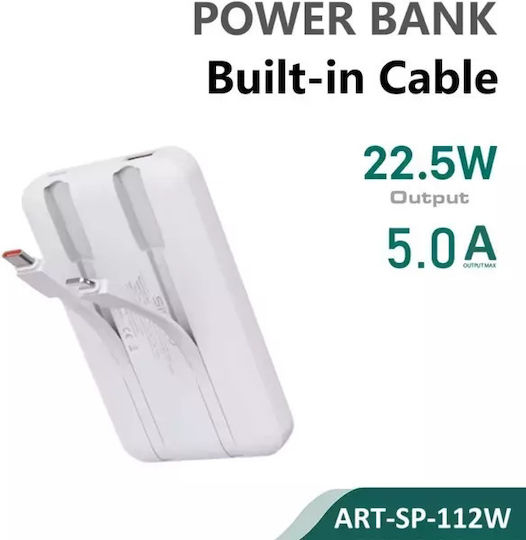SiiPro SP-112W Power Bank 10000mAh 18W με Θύρα USB-A Power Delivery Λευκό