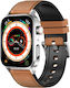 GT22 1.85 Inch TFT Screen Leather Band Health Smartwatch Support Bluetooth Call Plateau Blood Oxygen Body Temperature Arrhythmia Heart Rate Monitoring Brown