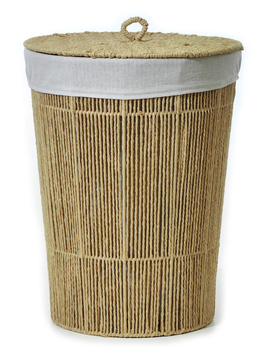 ArteLibre 06511360 Καλάθι Απλύτων Ψάθινο με Καπάκι 42x42x54cm Μπεζ