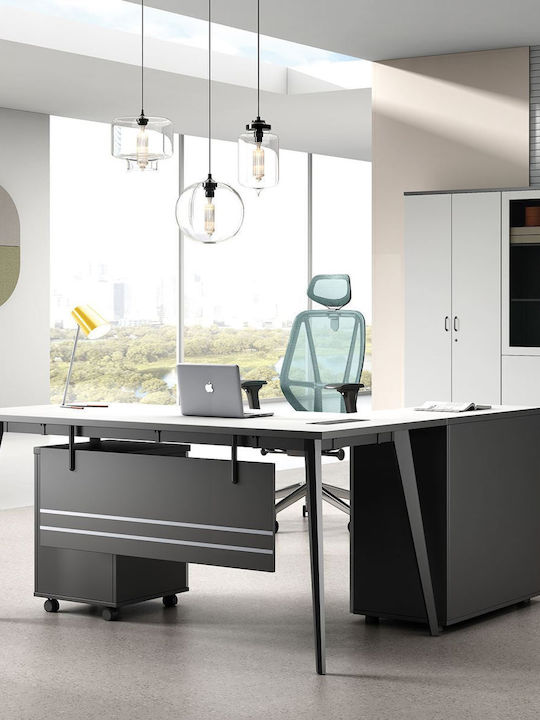 Τραπέζι Συνεδριάσεων Status Ξύλινο Grey, Άσπρο 180x80x75εκ.