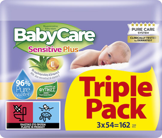 Sensitive Plus Șervețele Umede pentru Bebeluși fără Alcool & Parabeni 3x54buc