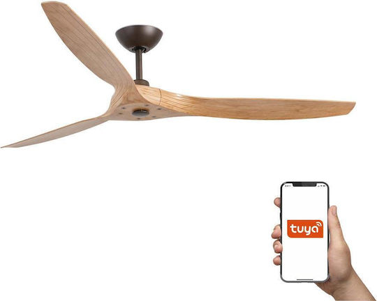 Faro Barcelona Morea L TUYA Deckenventilator 152cm Lichtbraun