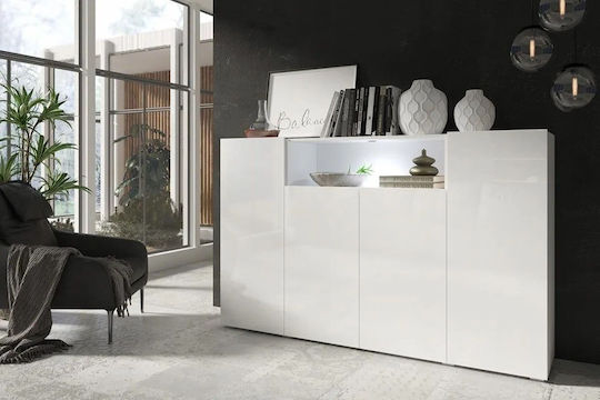 Bufet Delos Alb 182x115x38cm