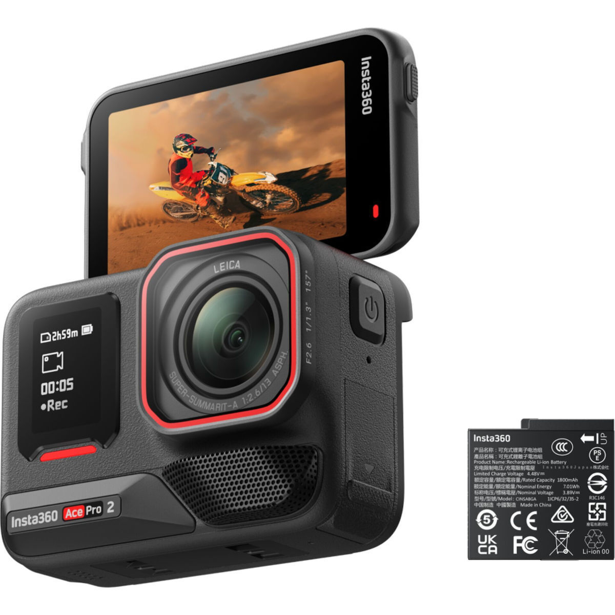 Insta360 Ace Pro 2 Action Camera 8K Υποβρύχια Standard Bundle με Οθόνη Αφής 2.4