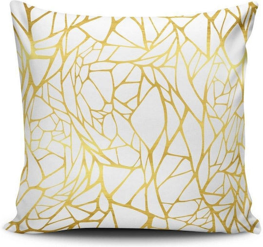 Decorative Pillow Filling Nkrlnt278 White Gold Aberto Design 43x43 Cotton Polyester