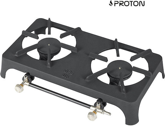 Proton Liquid Gas Countertop Double Burner Black