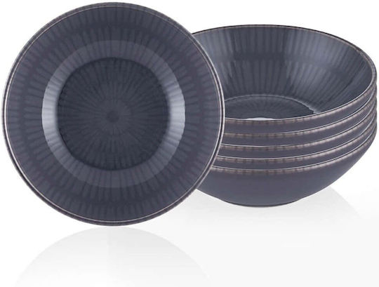 Hermia Serving Bowl Round Ceramic Gray with Diameter 15cm 6pcs