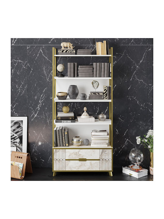 Bibliotecă Frida White-gold 89.3x35.2x191cm