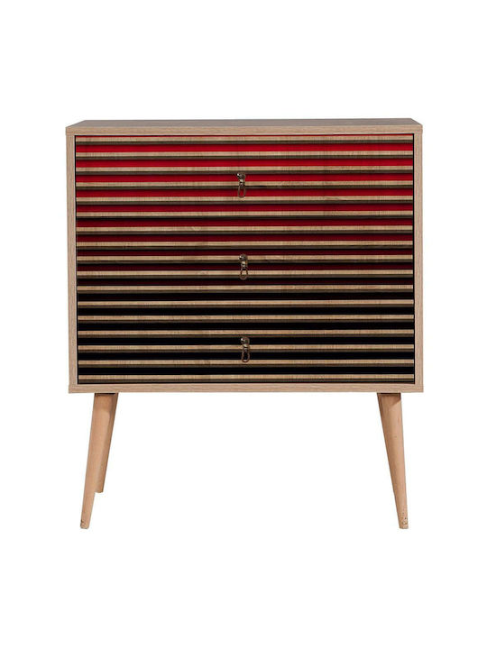 Συρταριέρα Κρεβατοκάμαρας Ξύλινη Trio Multi-red...