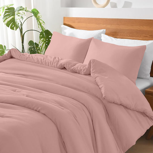 Lino Home Sheet Sets Single 170x260cm. Basico Pink 3pcs