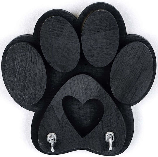 Wallity Wall Hanger Wooden 2 Hooks Black 17x18x4cm
