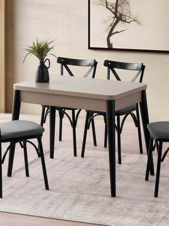 Dolunay Table Dining Room Extendable Wooden Light Mocha-black 100(+20)x60x75cm