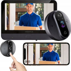 Smart Wi-fi Video Doorbell Intercom Hd 1080p Camera Visionhub 2mp 4.3-inch Lcd Screen Two-way Audio Video Call Pir Motion Sensor Night Vision 5000mah Battery Sd Card Support Mobile App 24/7 Surveillance