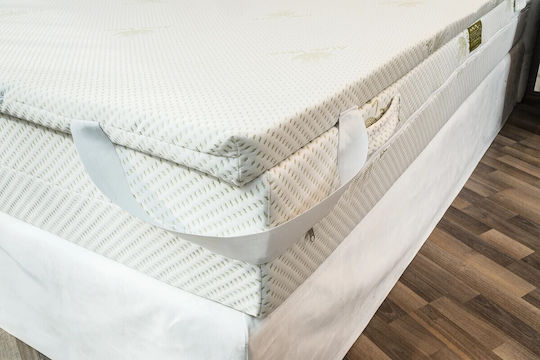Alpha-Schaumstoff-Matratzenauflage Memory Foam Classic 140x200x5 cm Antibakterieller Aloe Vera Bezug Waschbar Interne Schutzschicht 4 Gurte
