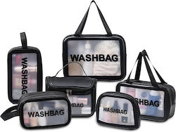 Travel Cosmetic Bag Set Tecos 6 Different Sizes Waterproof Black