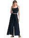 Damen Stoff Hose mit Gummizug Schwarz