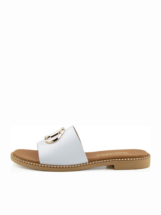 Ragazza Leather Women's Flat Sandals in White C...