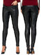 Täglich Frauen Lang Leggings Hochgeschnitten & Push Up Black