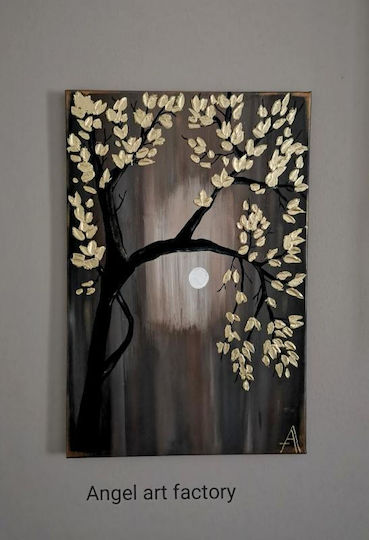 Tree Painting with Embossed Leaves
