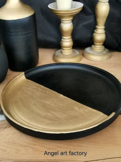 Platou din ceramică de lux auriu-negru